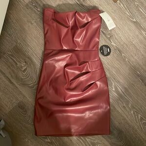 NEW with tags red Nookie leather mini dress